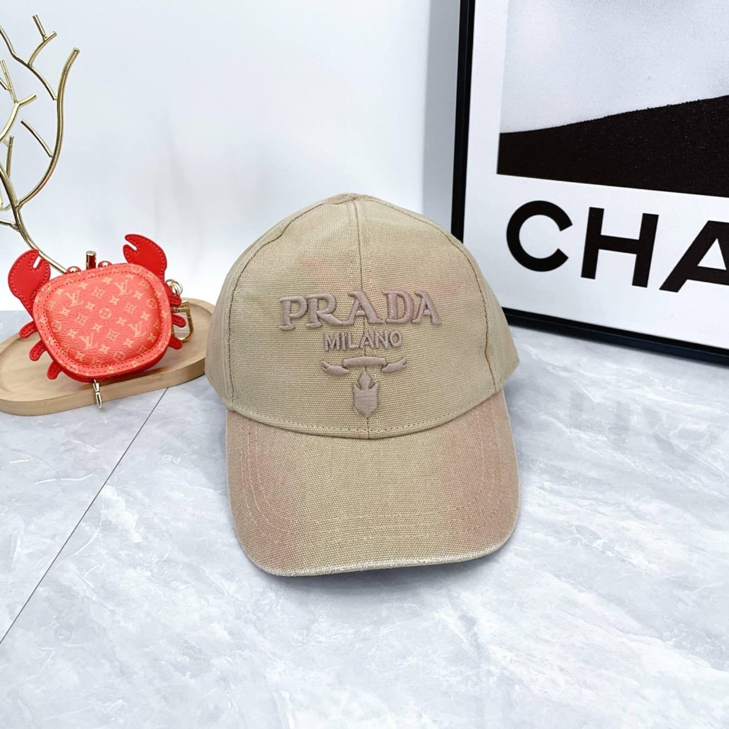 Beige Embroidered Hat