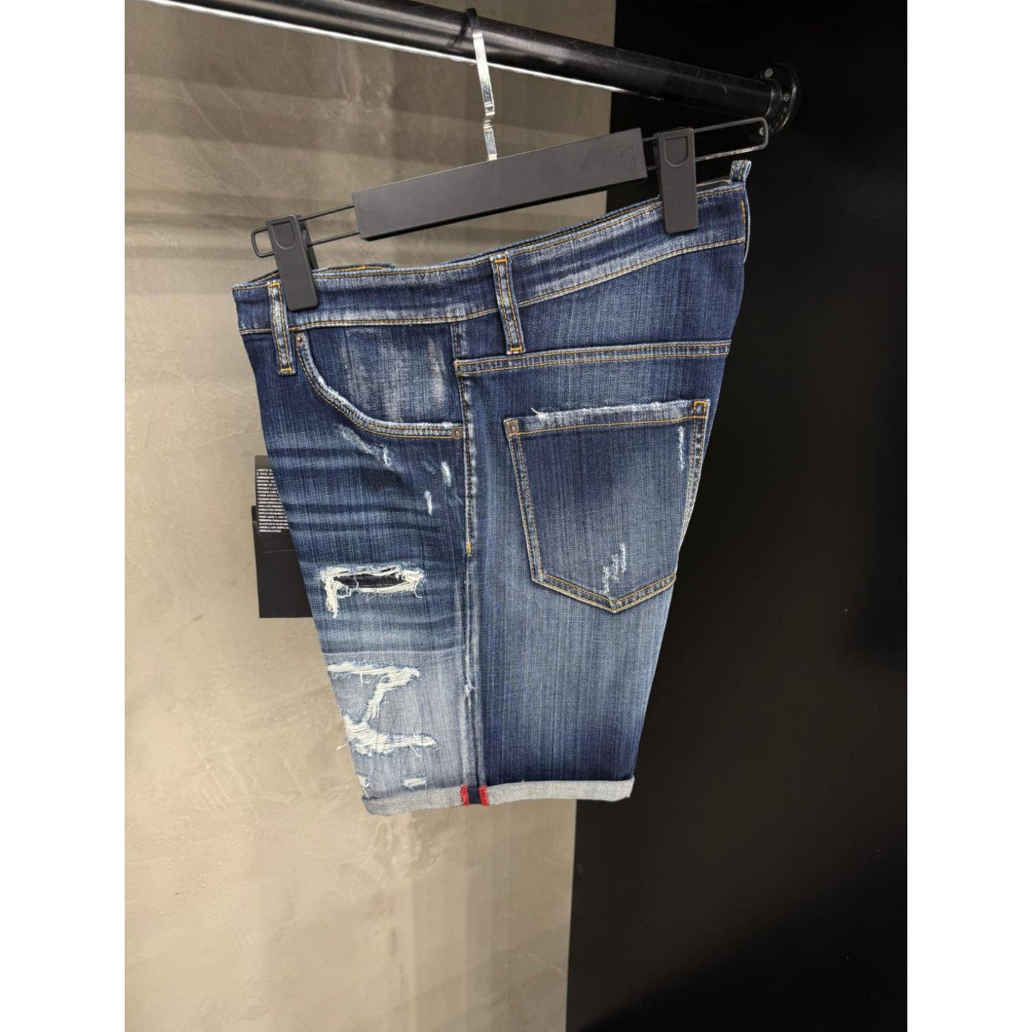 Dark Blue Denim Ripped Shorts