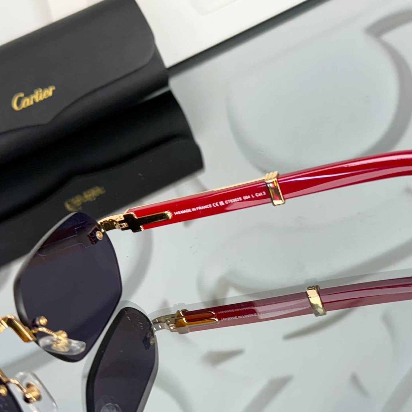 Black Sunglasses with Red Golden Frames