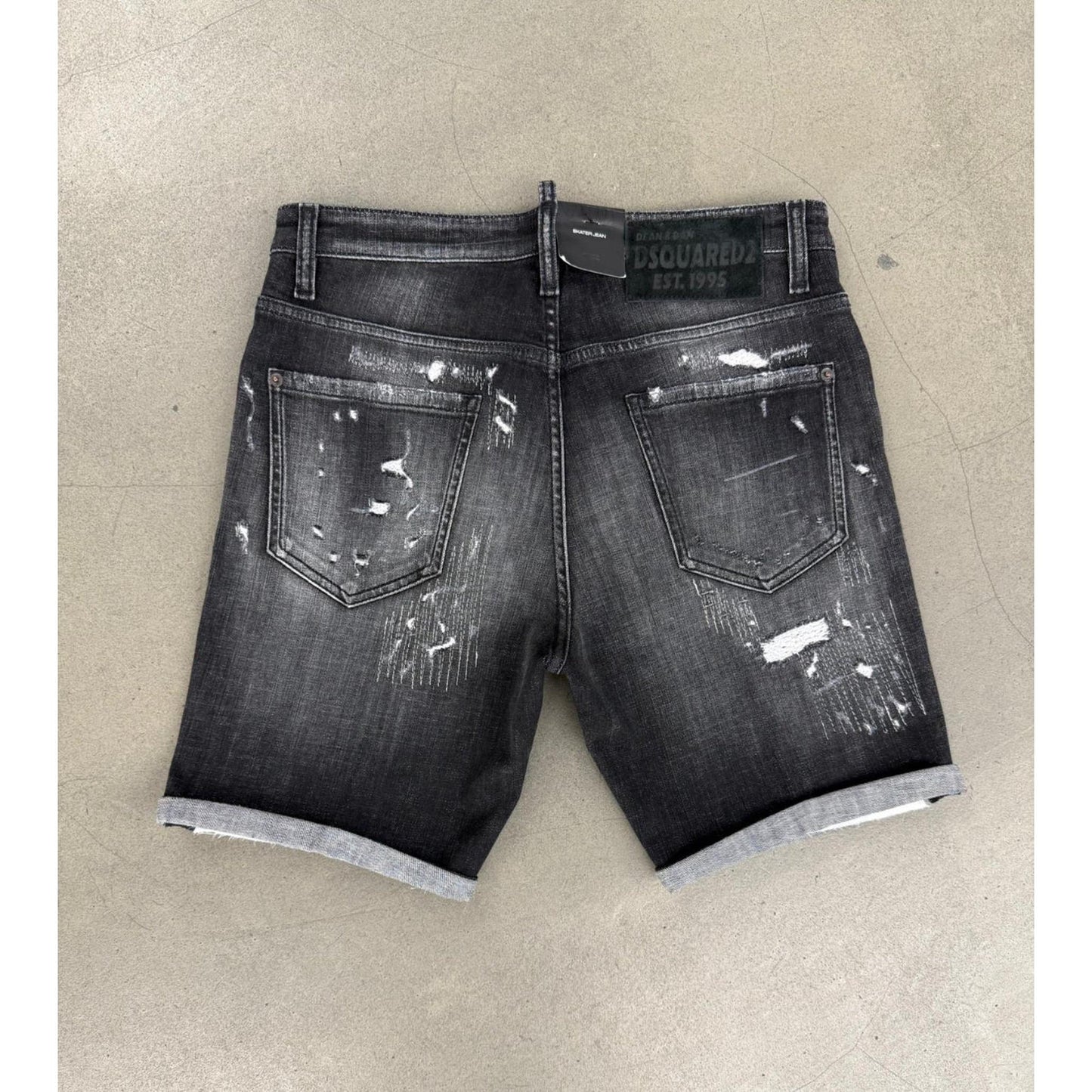 Black Denim Ripped Shorts