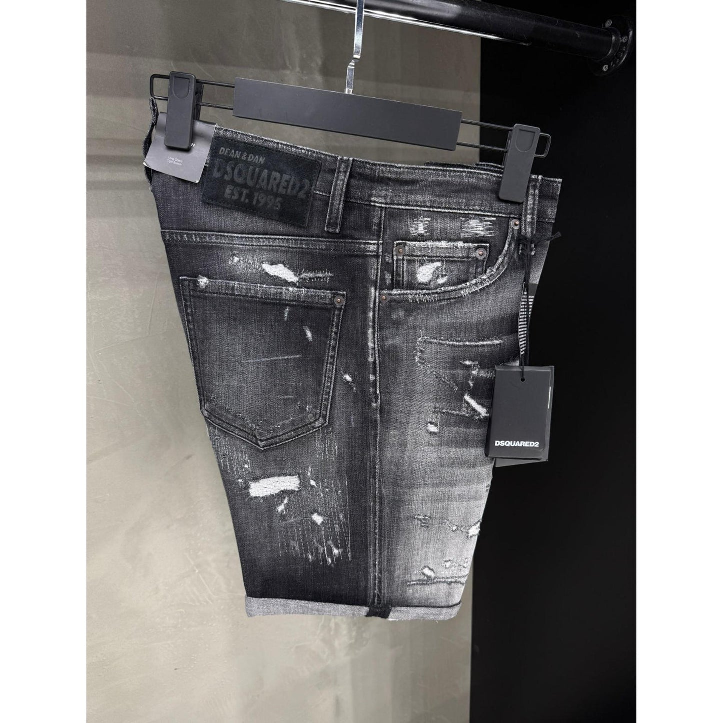 Black Denim Ripped Shorts