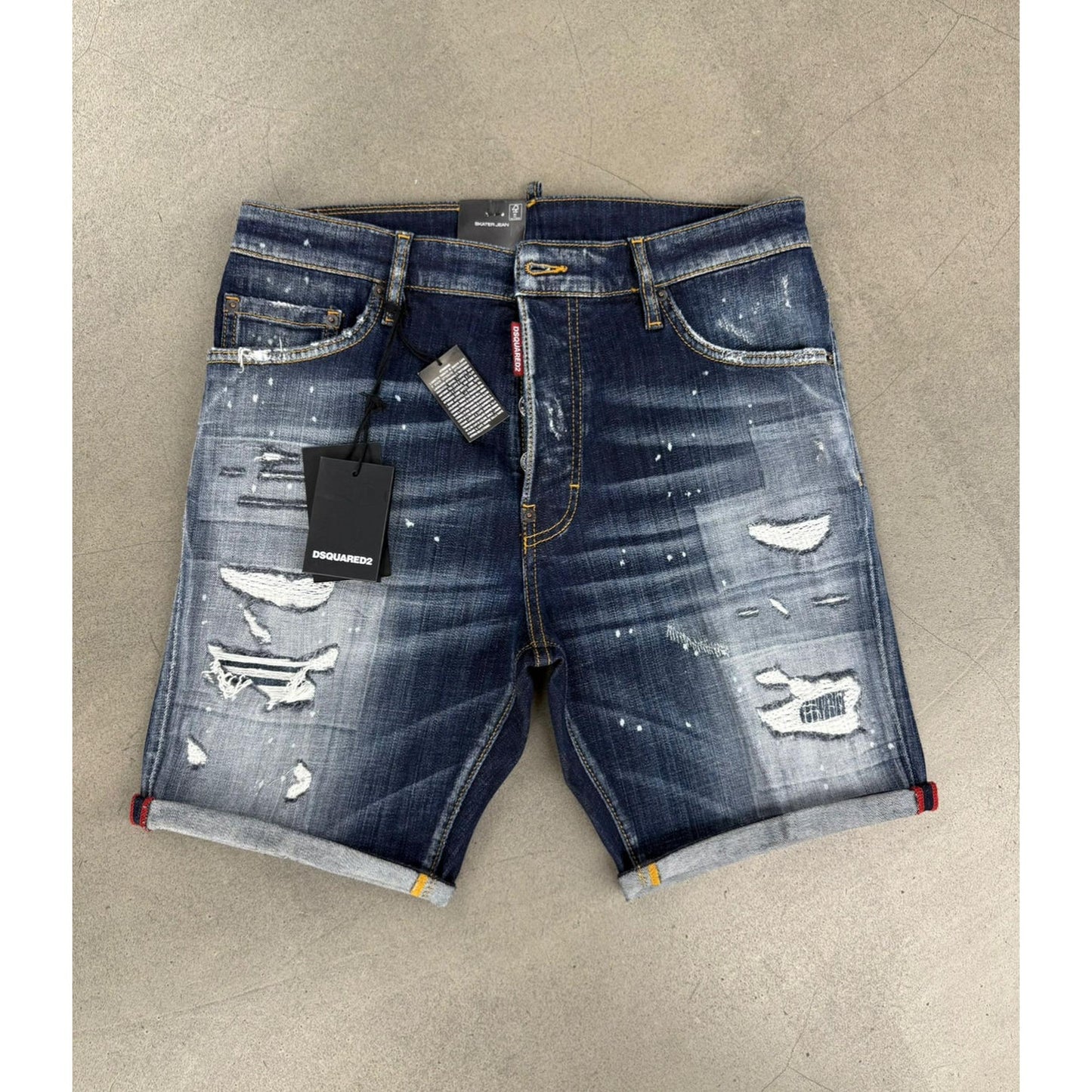 Dark Blue Ripped Denim Shorts