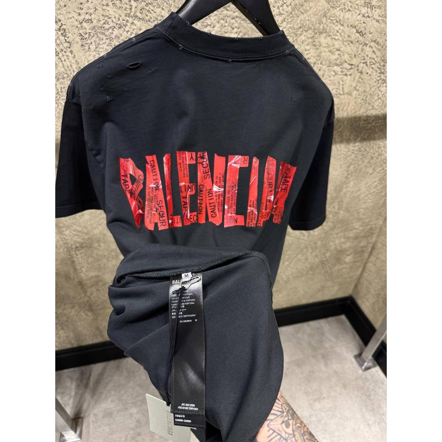 Black Oversized T-Shirt with Red Logo