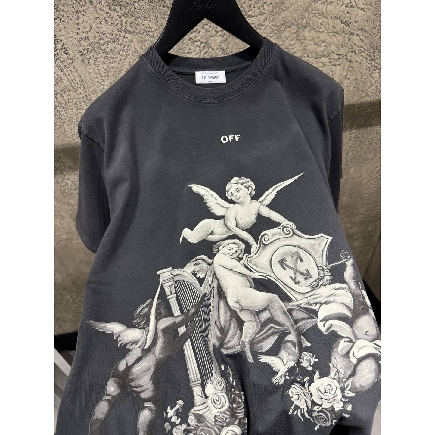 Black Oversized T-Shirt with Angels