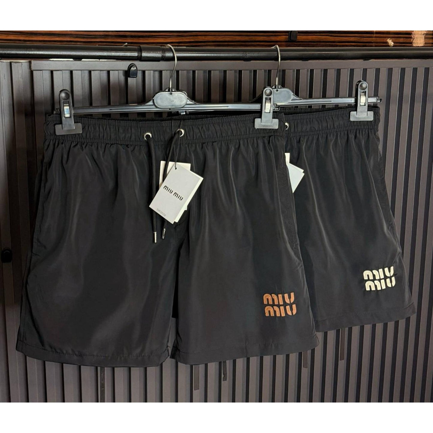 Black Swimwear with Brown Logo