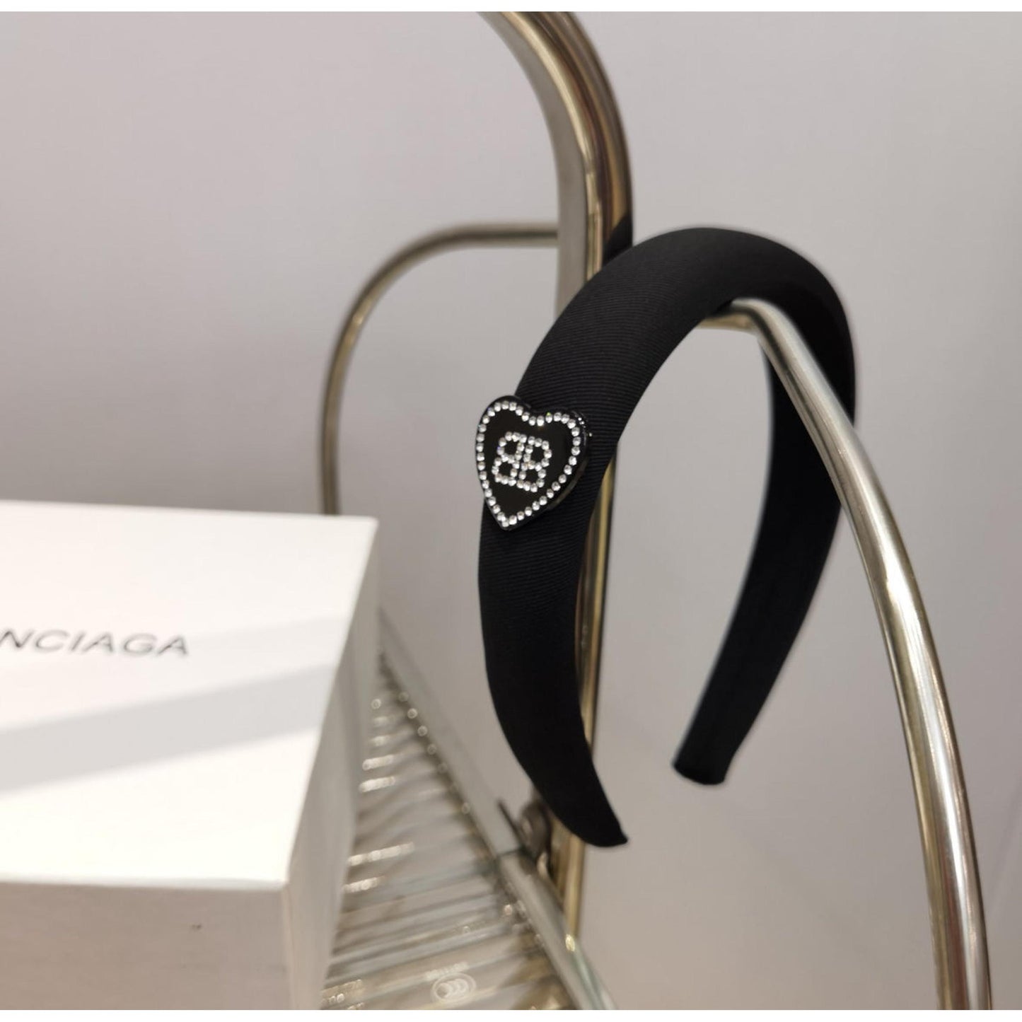 Black Headband with Metal Logo