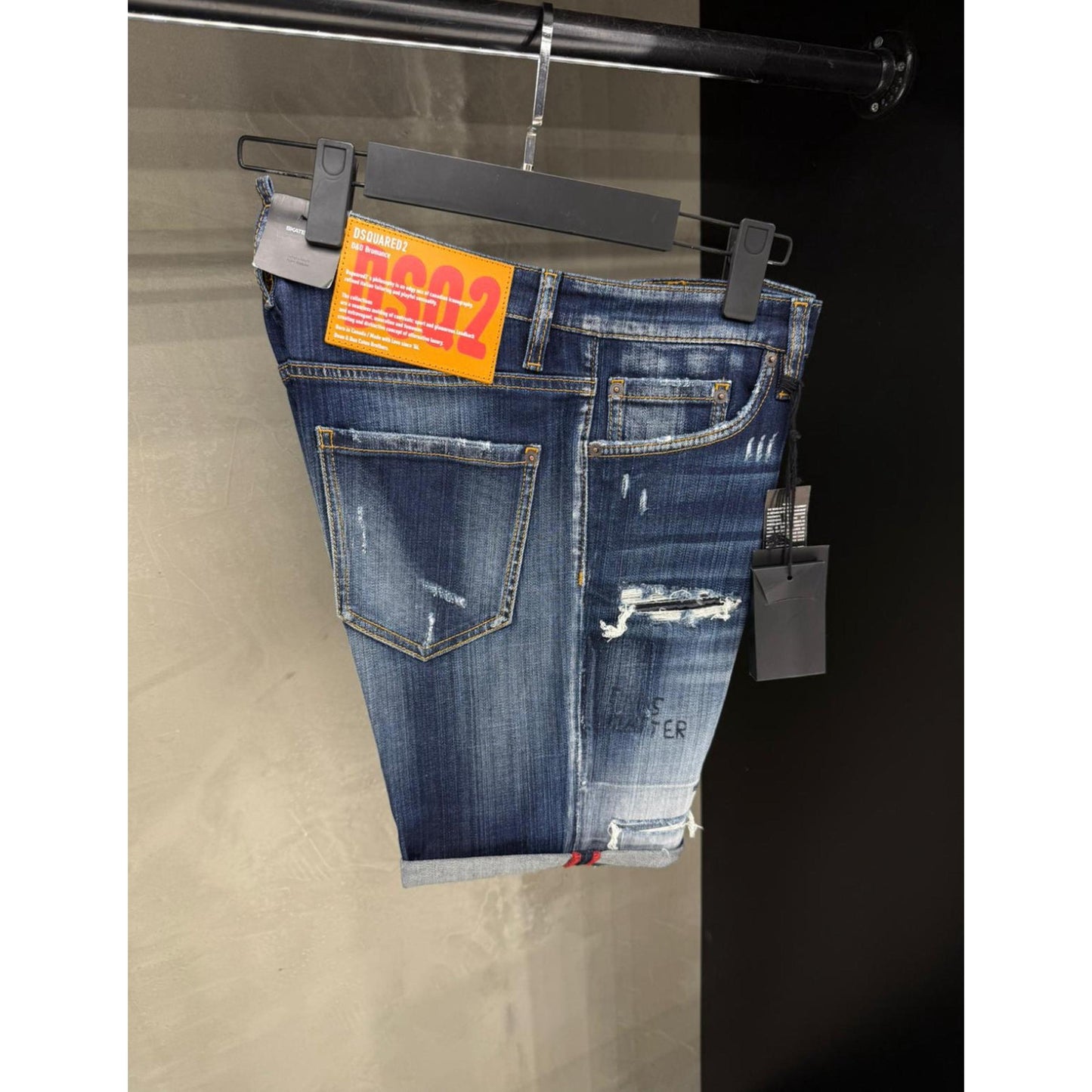 Dark Blue Denim Ripped Shorts