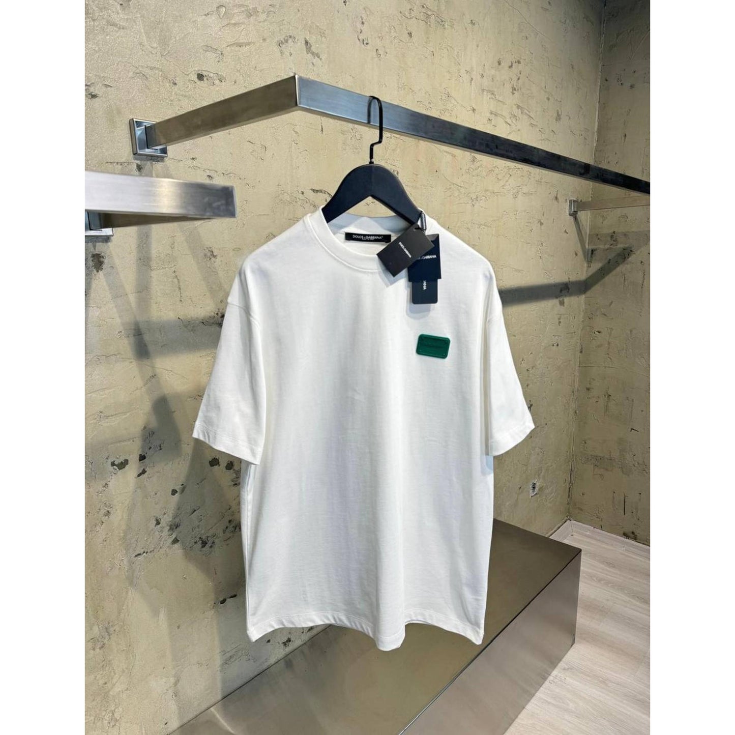 White Oversized T-Shirt with Green Logo