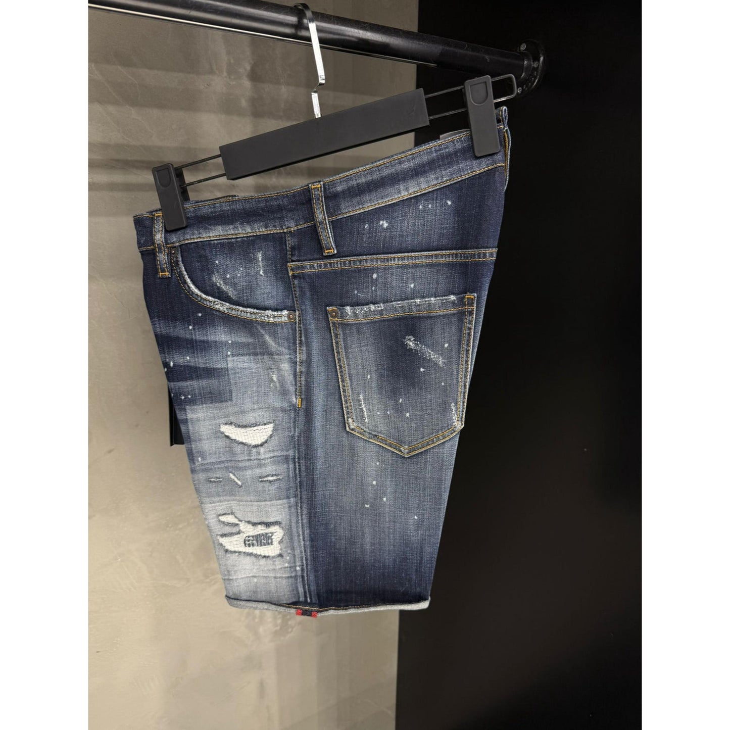 Dark Blue Ripped Denim Shorts