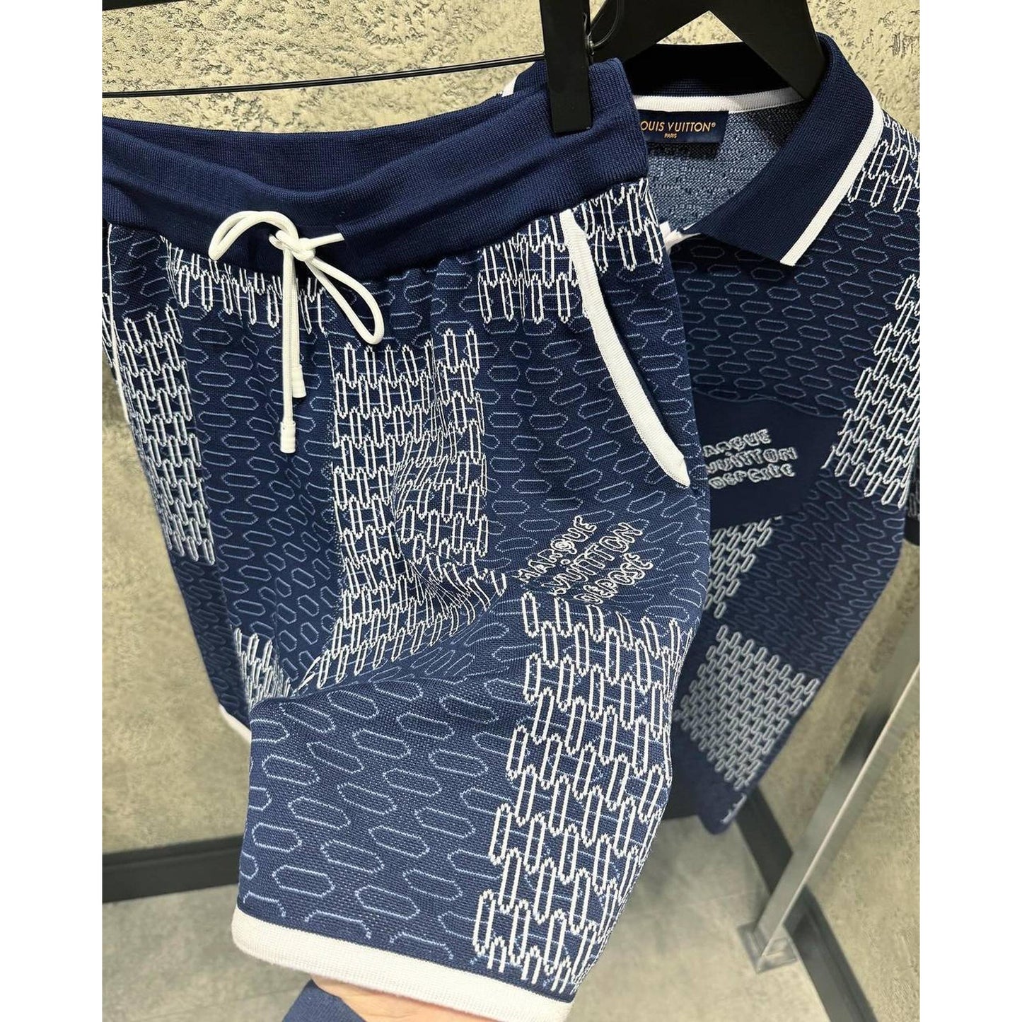 Premium Knitted Dark Blue Summer Set