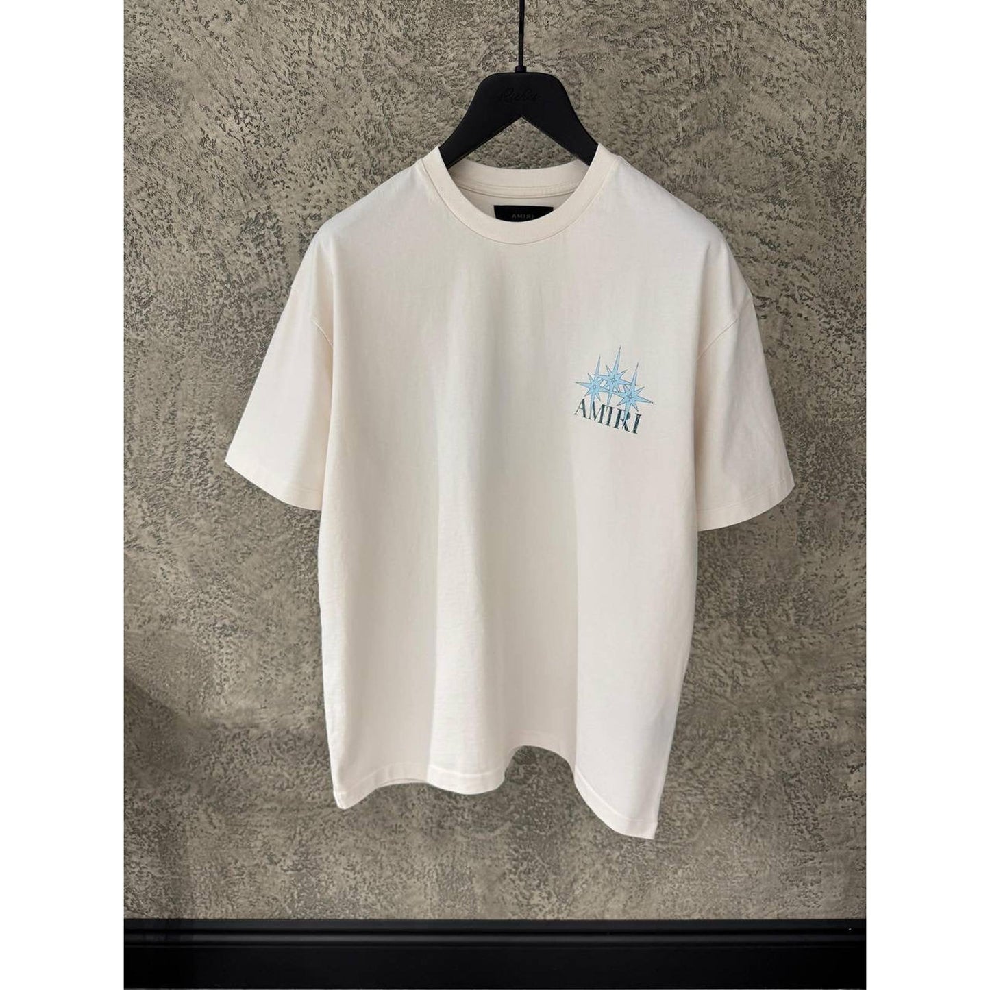 White Oversized T-Shirt with Blue Stars