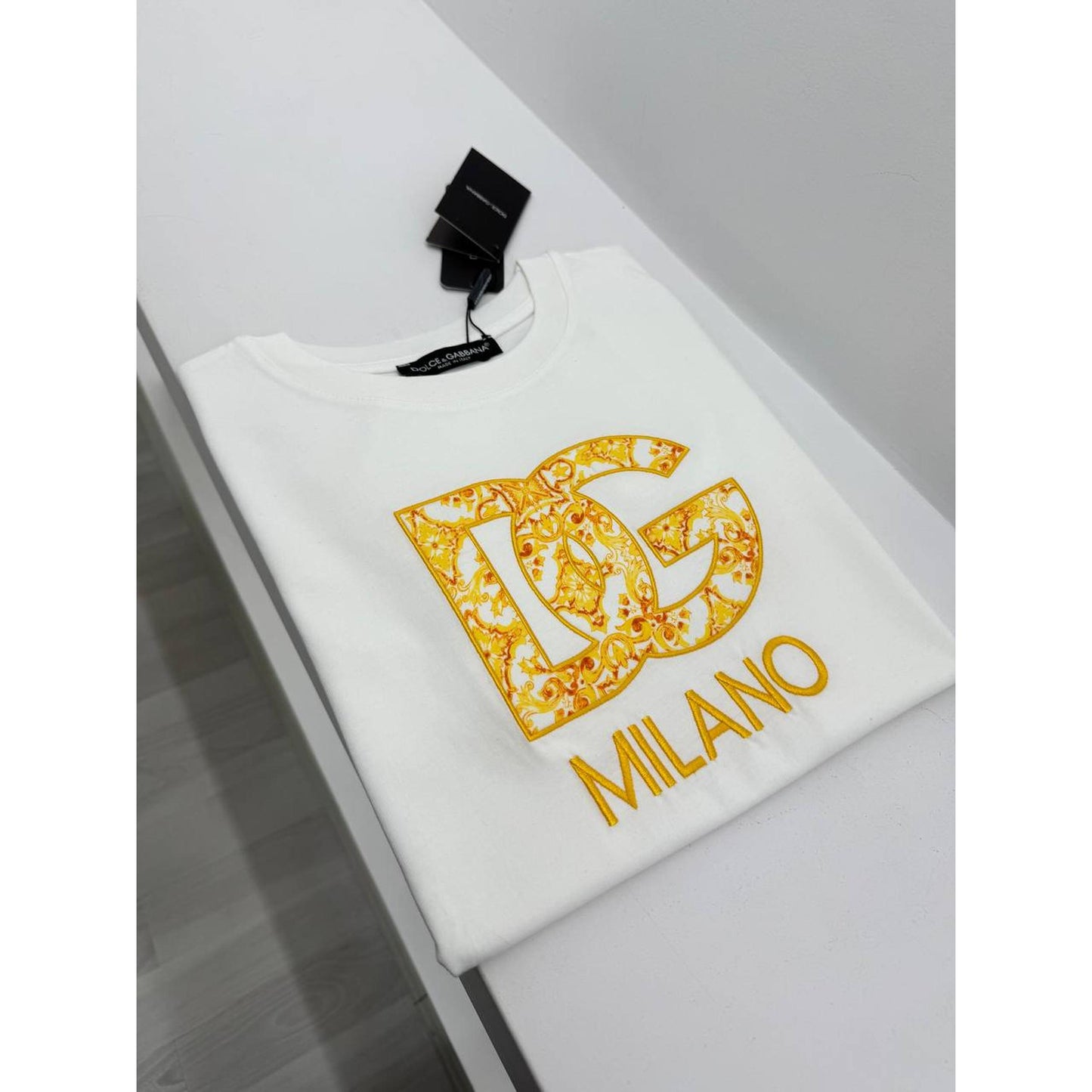 White Women Cotton T-shirt with Embroidered Logo