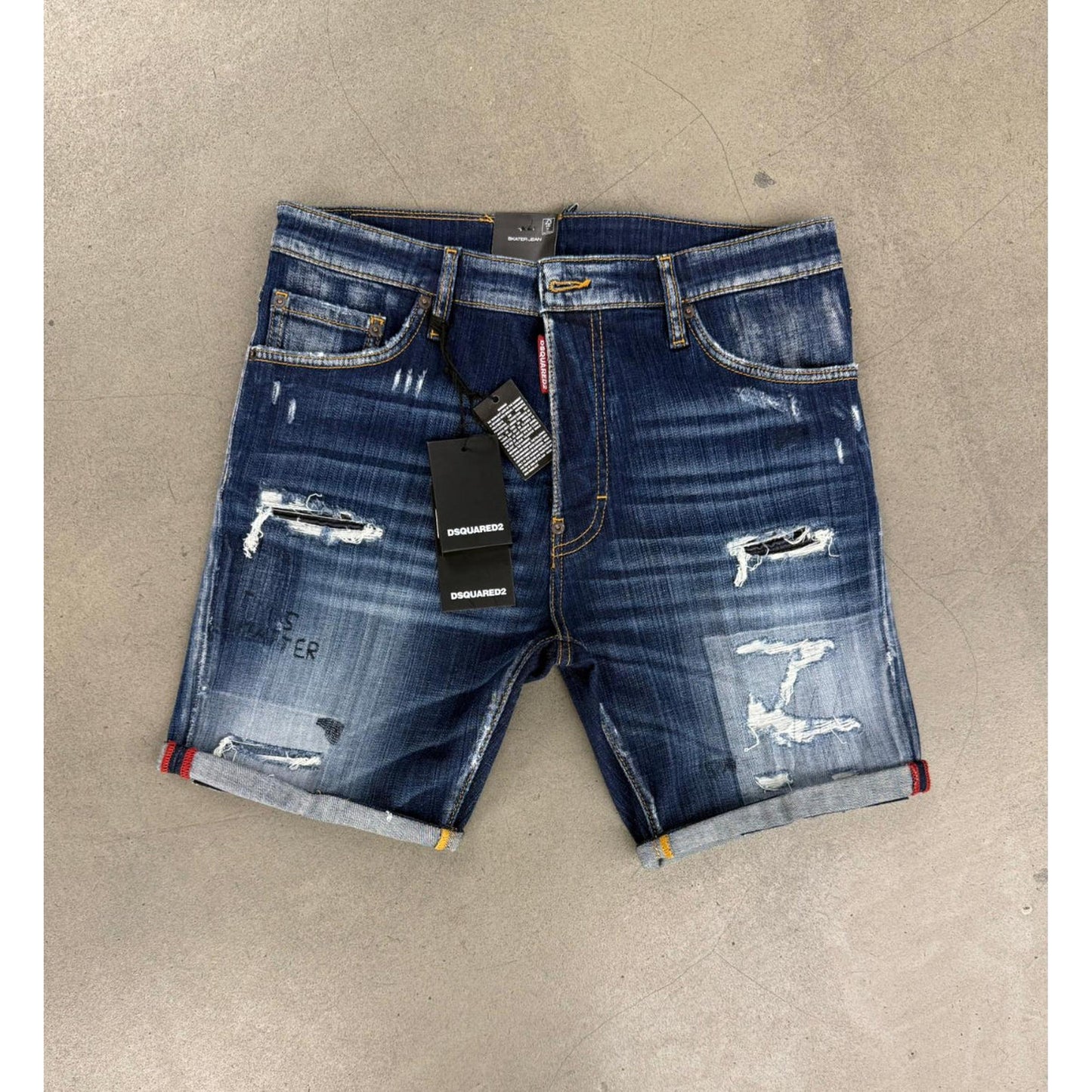 Dark Blue Denim Ripped Shorts
