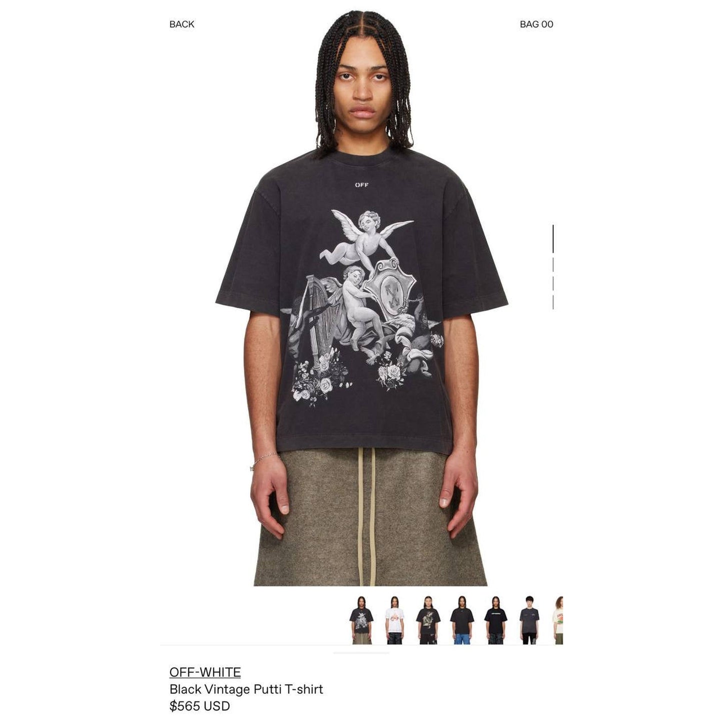 Black Oversized T-Shirt with Angels