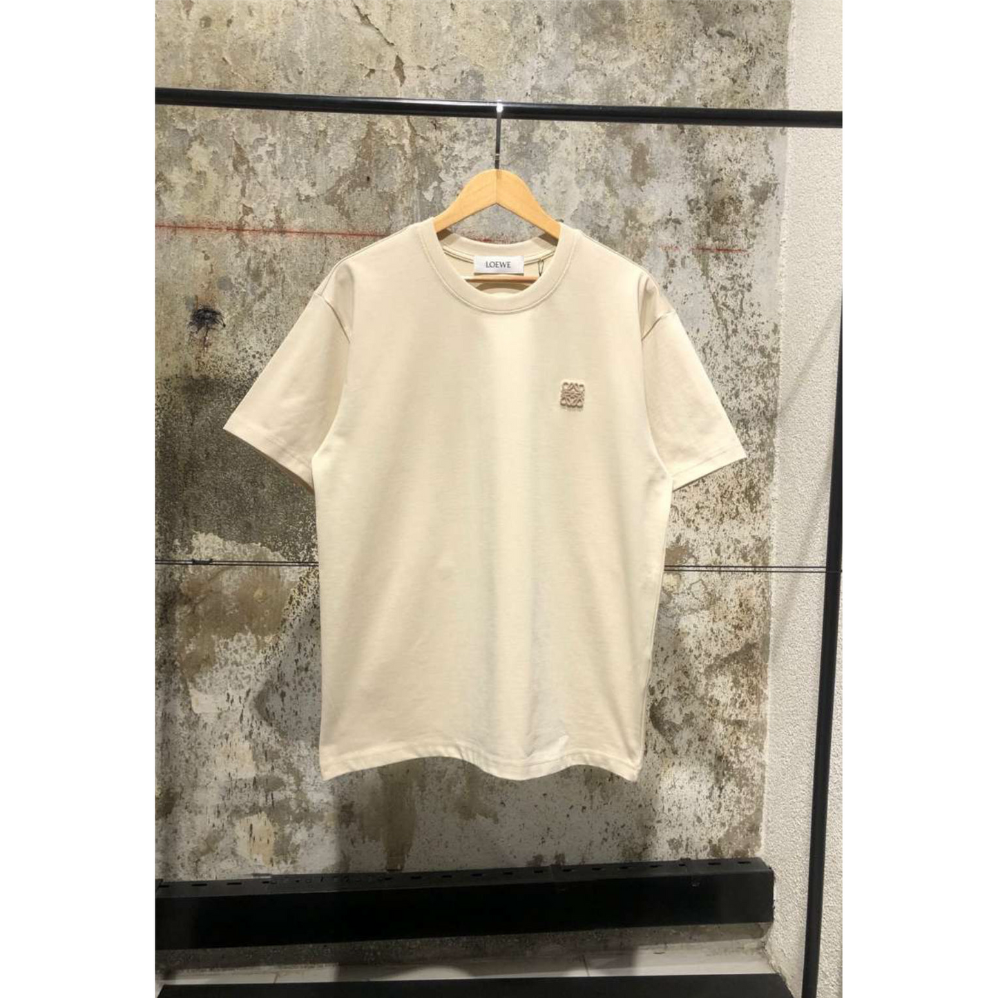 Beige Oversized T-Shirt with Small Embroidered Logo