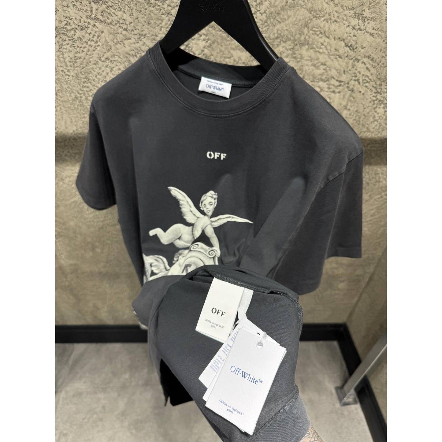 Black Oversized T-Shirt with Angels