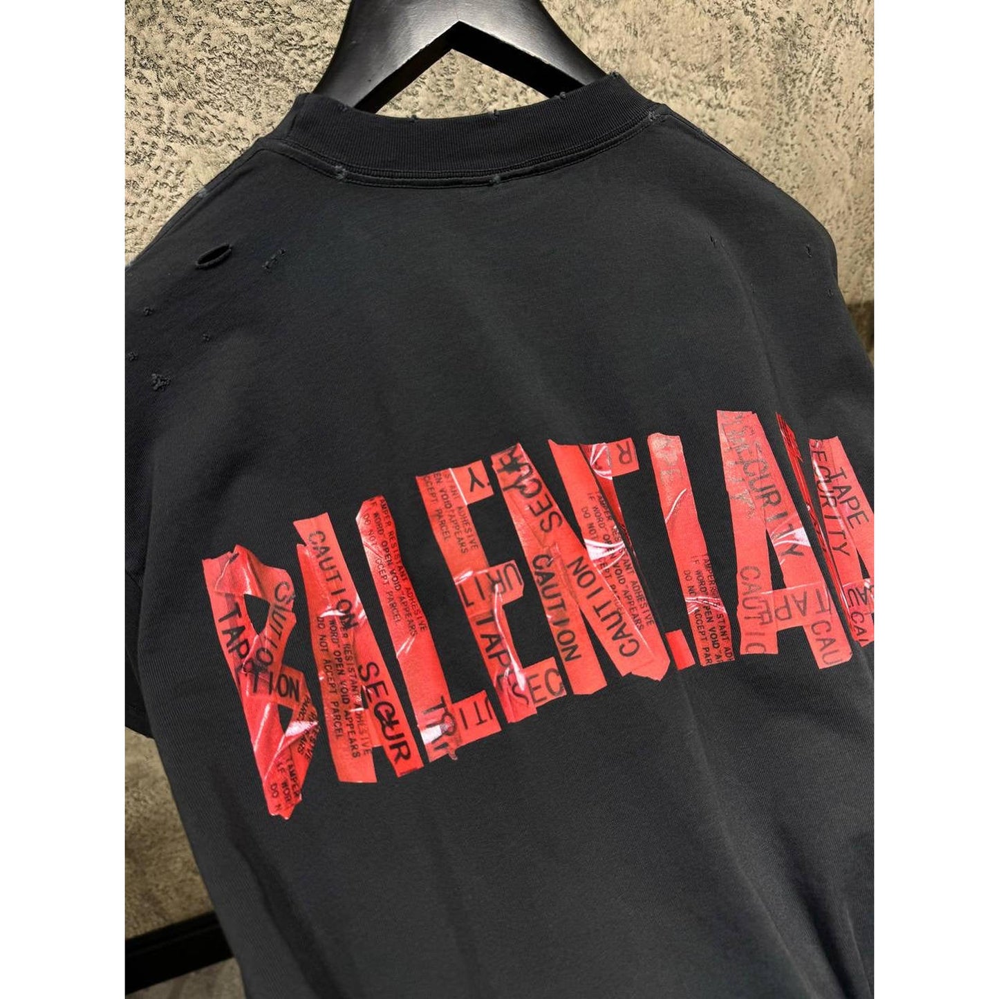 Black Oversized T-Shirt with Red Logo