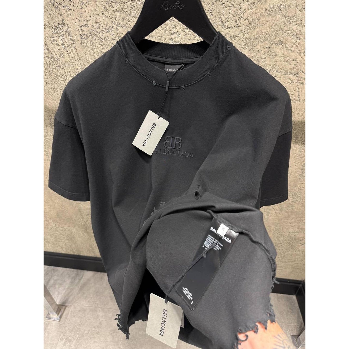 Black Ripped Oversized T-Shirt