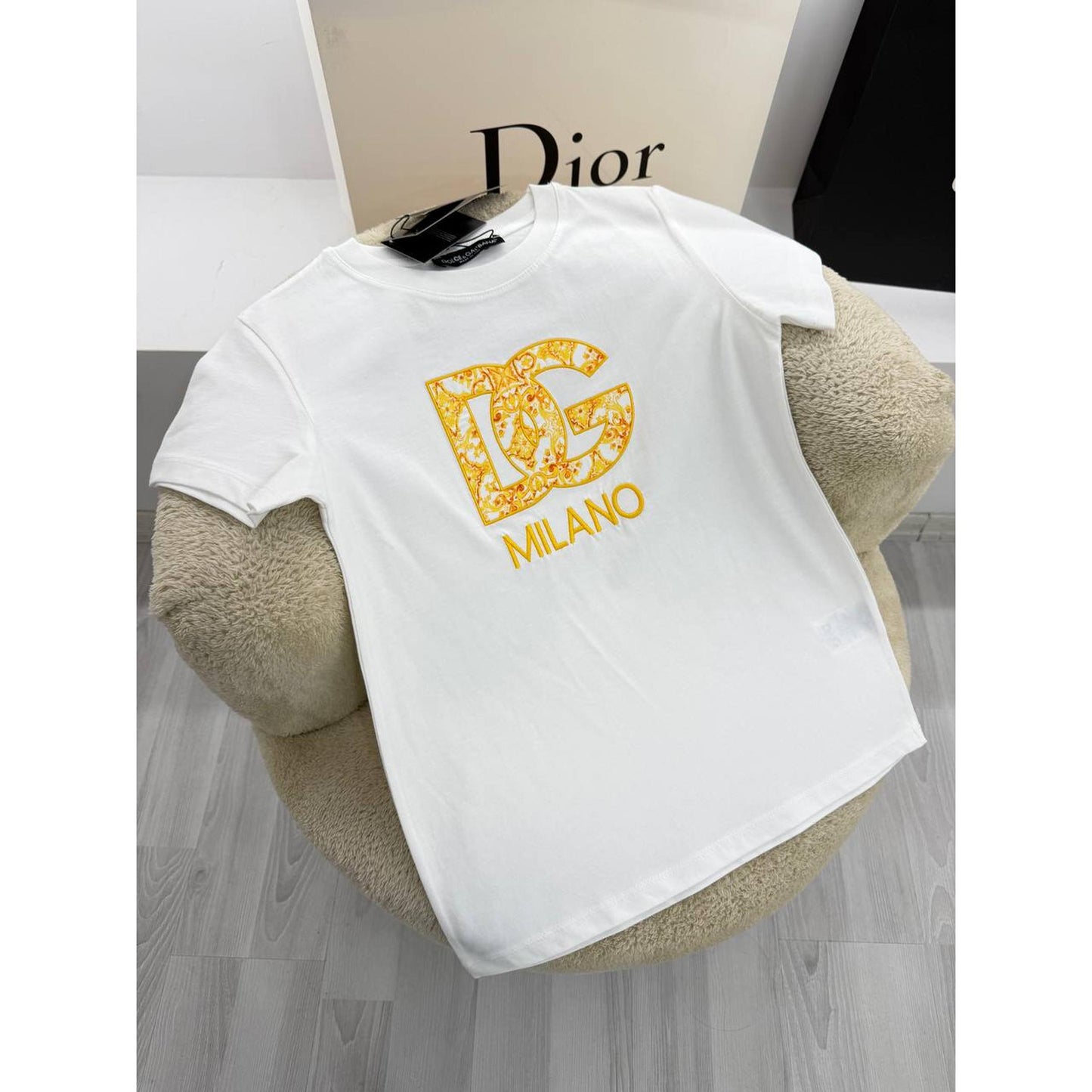 White Women Cotton T-shirt with Embroidered Logo