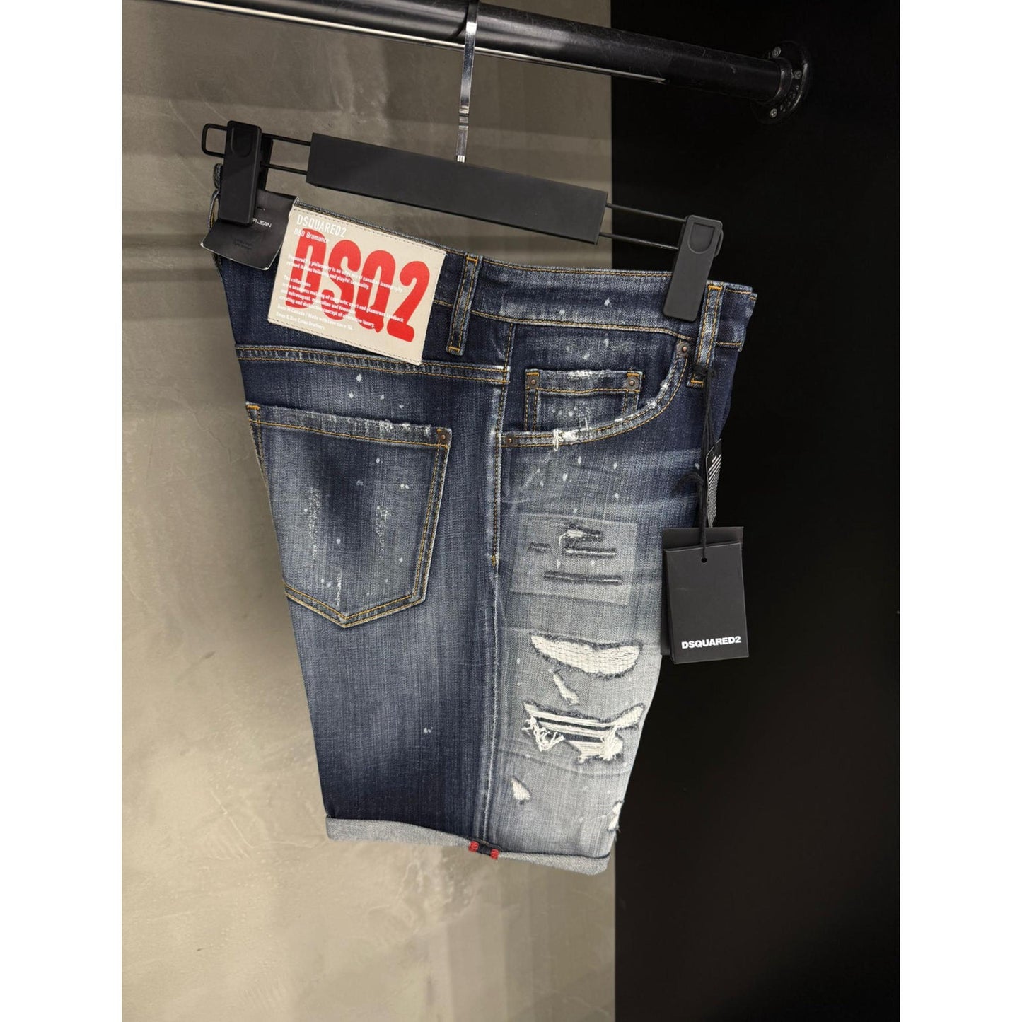 Dark Blue Ripped Denim Shorts