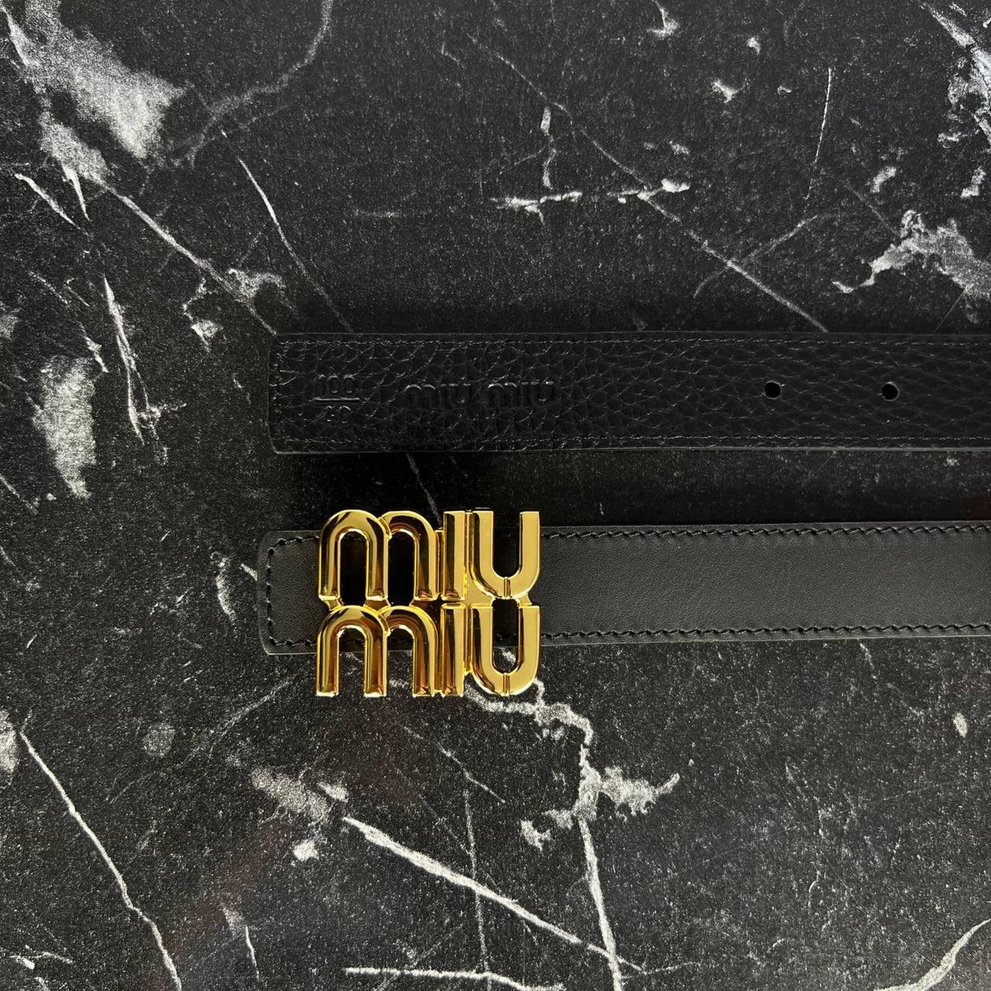 Black Women’s Leather Belt with Gold Buckle