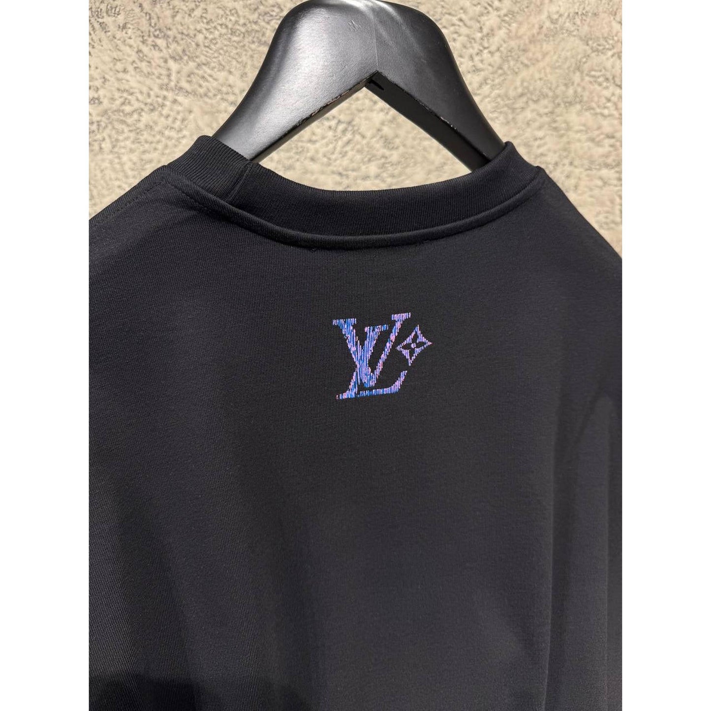 Black Oversized T-Shirt with Blue Logos