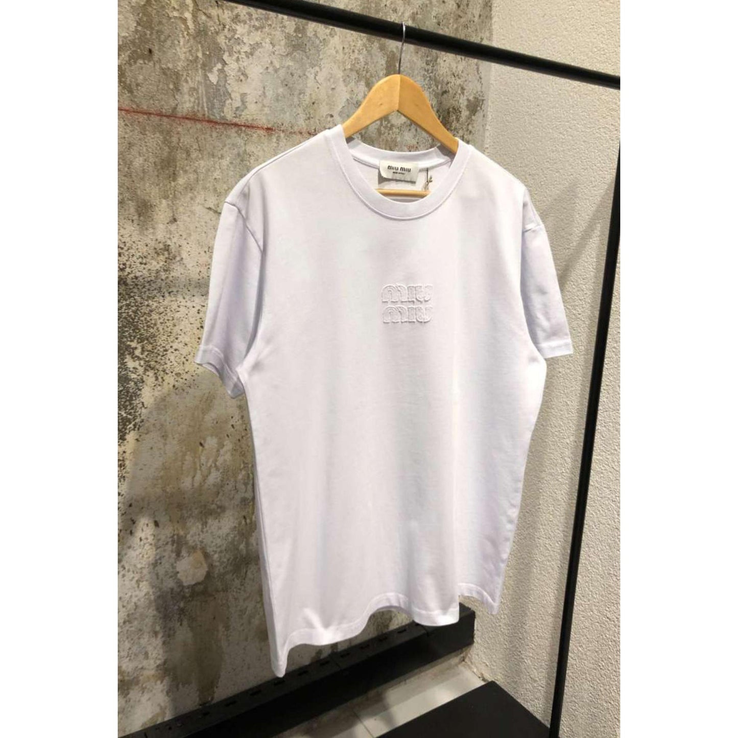 White Oversized T-Shirt with Embroidered Logo