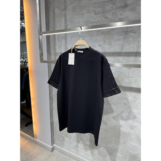 Black Oversized T-Shirt with Logos on the Sleeves