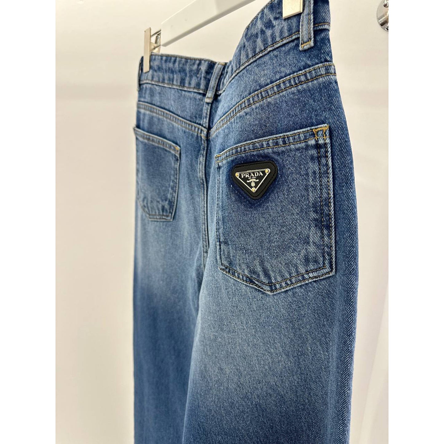 Blue Women High-Waisted Jeans with Logo