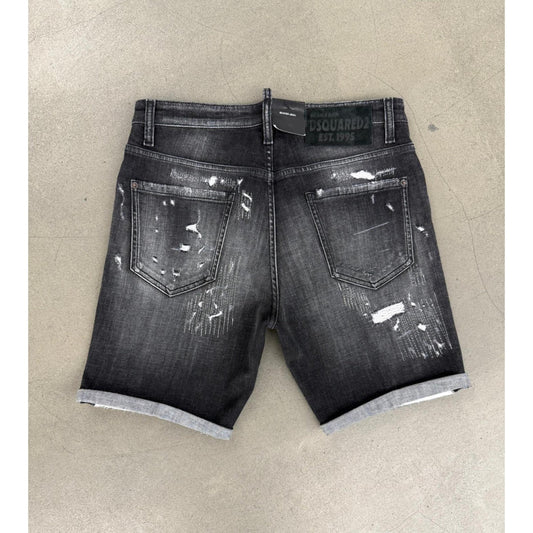 Black Denim Ripped Shorts