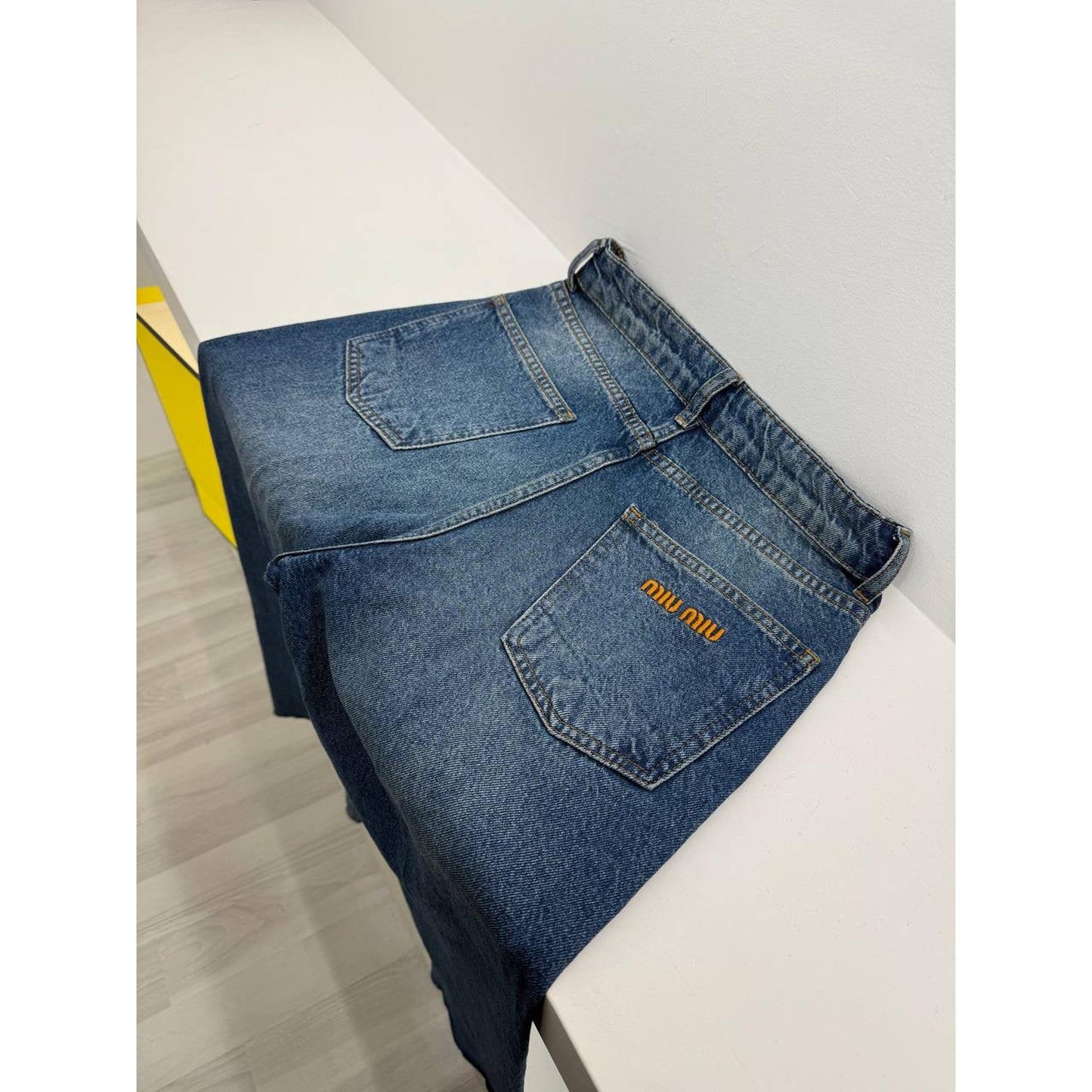 Blue Women’s Jeans with Orange Logo