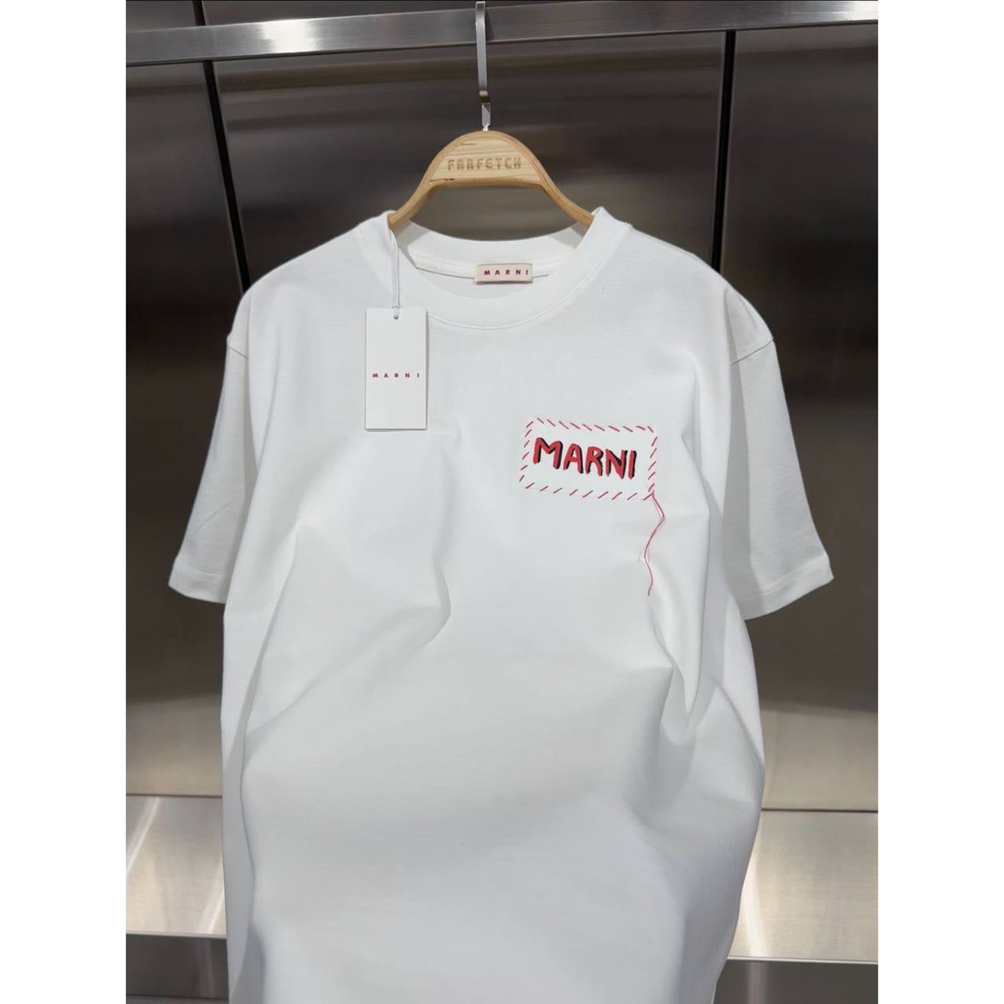 White Oversized T-Shirt with red logo