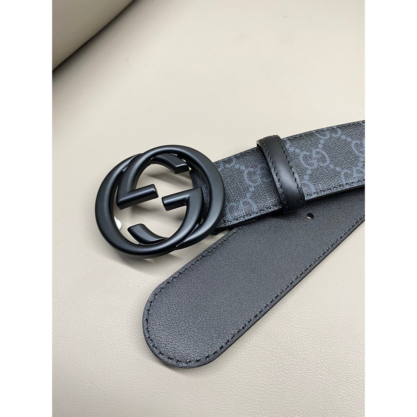 Black Monogram Belt with Black Matte Buckle