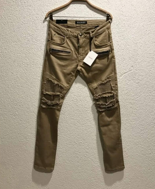 Beige slim fit jeans