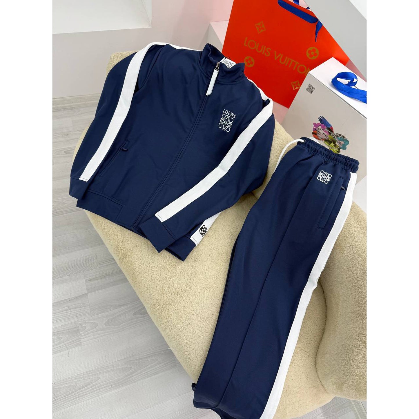 Navy Blue Cotton Women Set