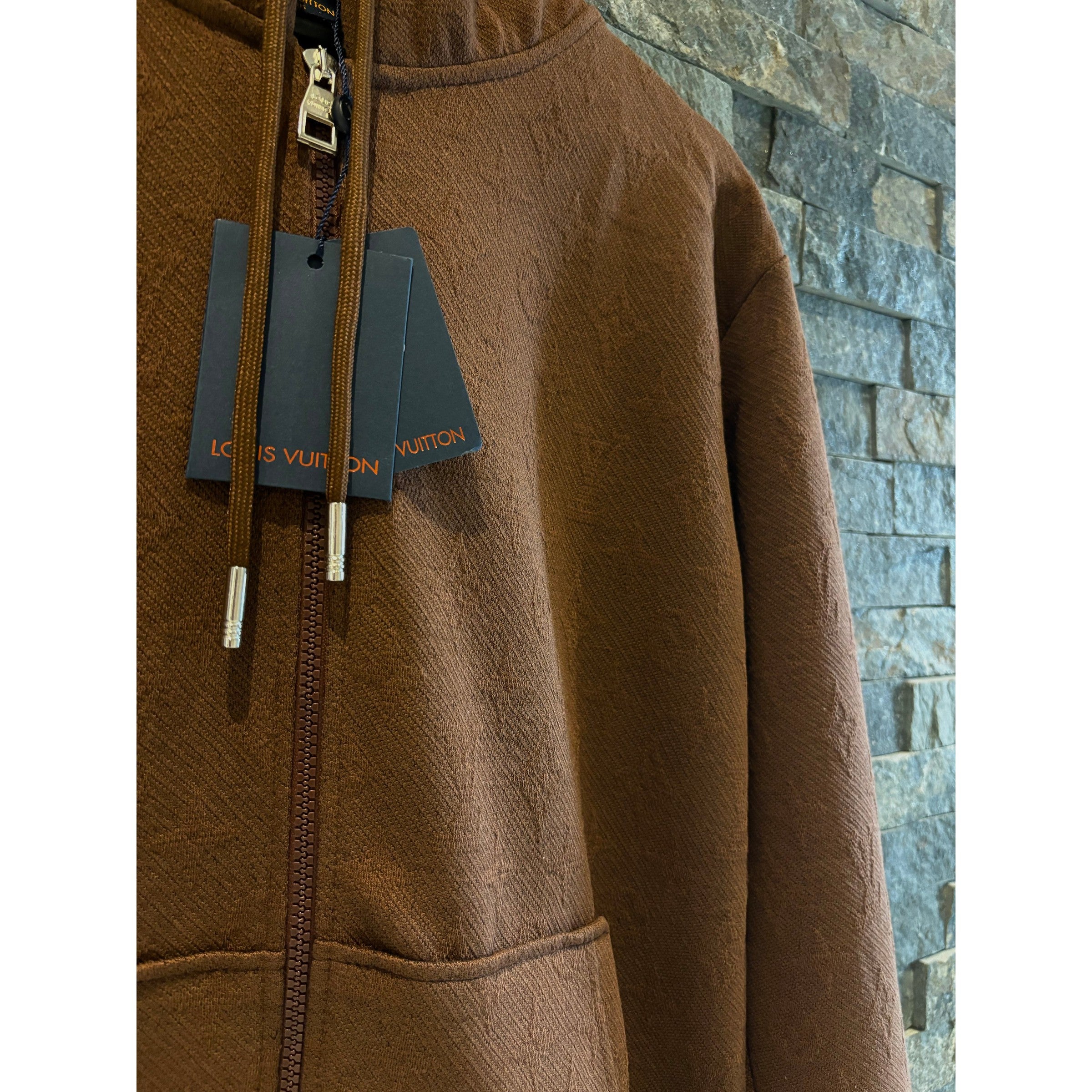 Brown Monogram Zipper Hoodie