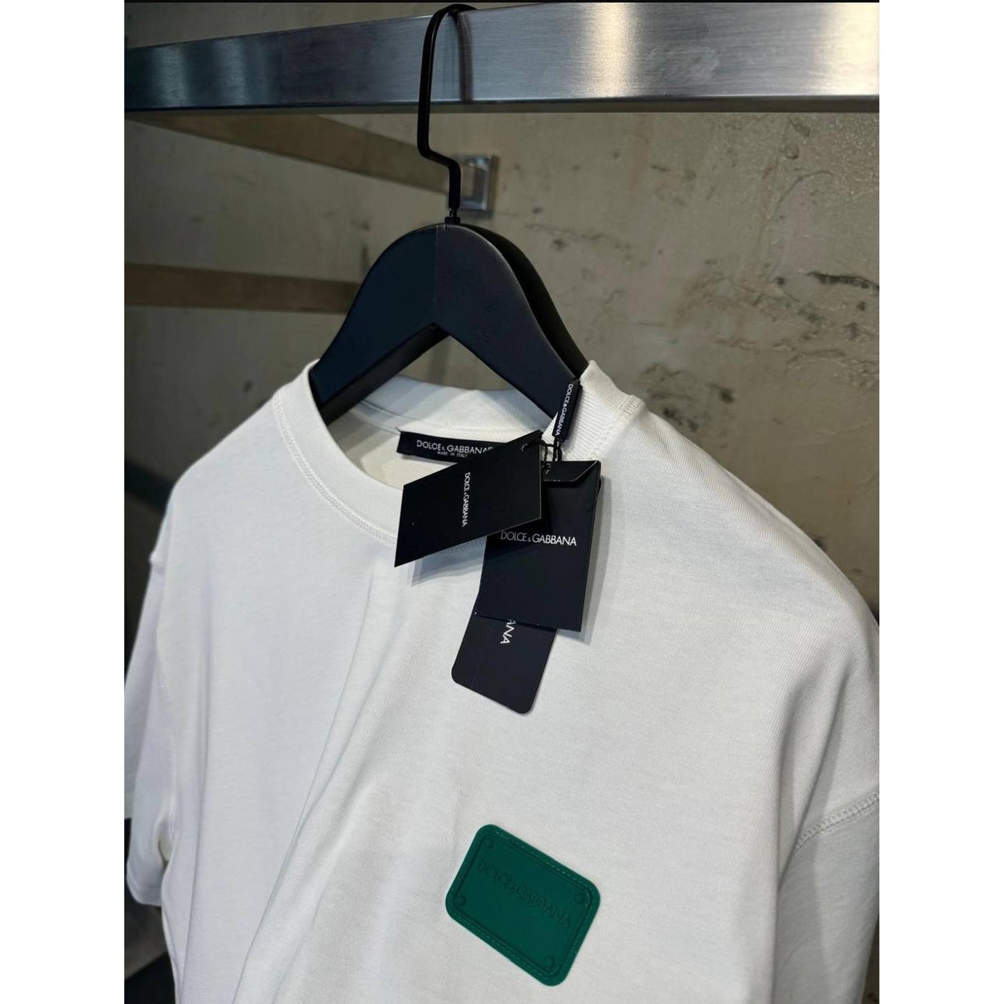 White Oversized T-Shirt with Green Logo