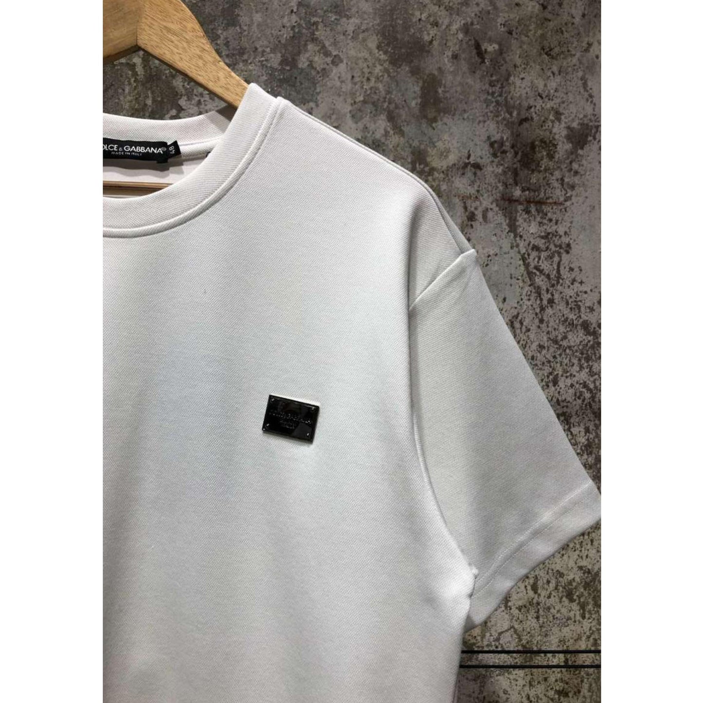 White Oversized T-Shirt with Metal Emblem