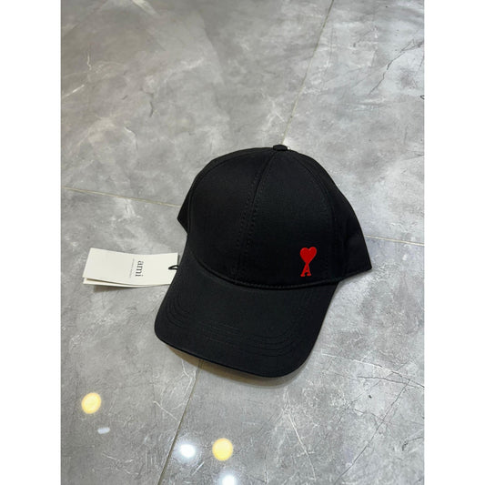Black Cap with Embroidered Heart