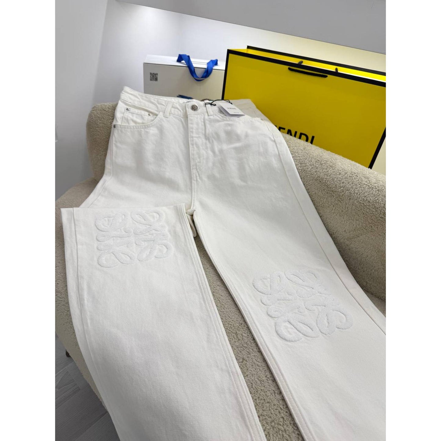 White Women’s Embroidered Jeans