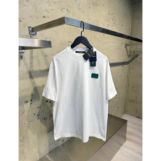 White Oversized T-Shirt with Green Logo