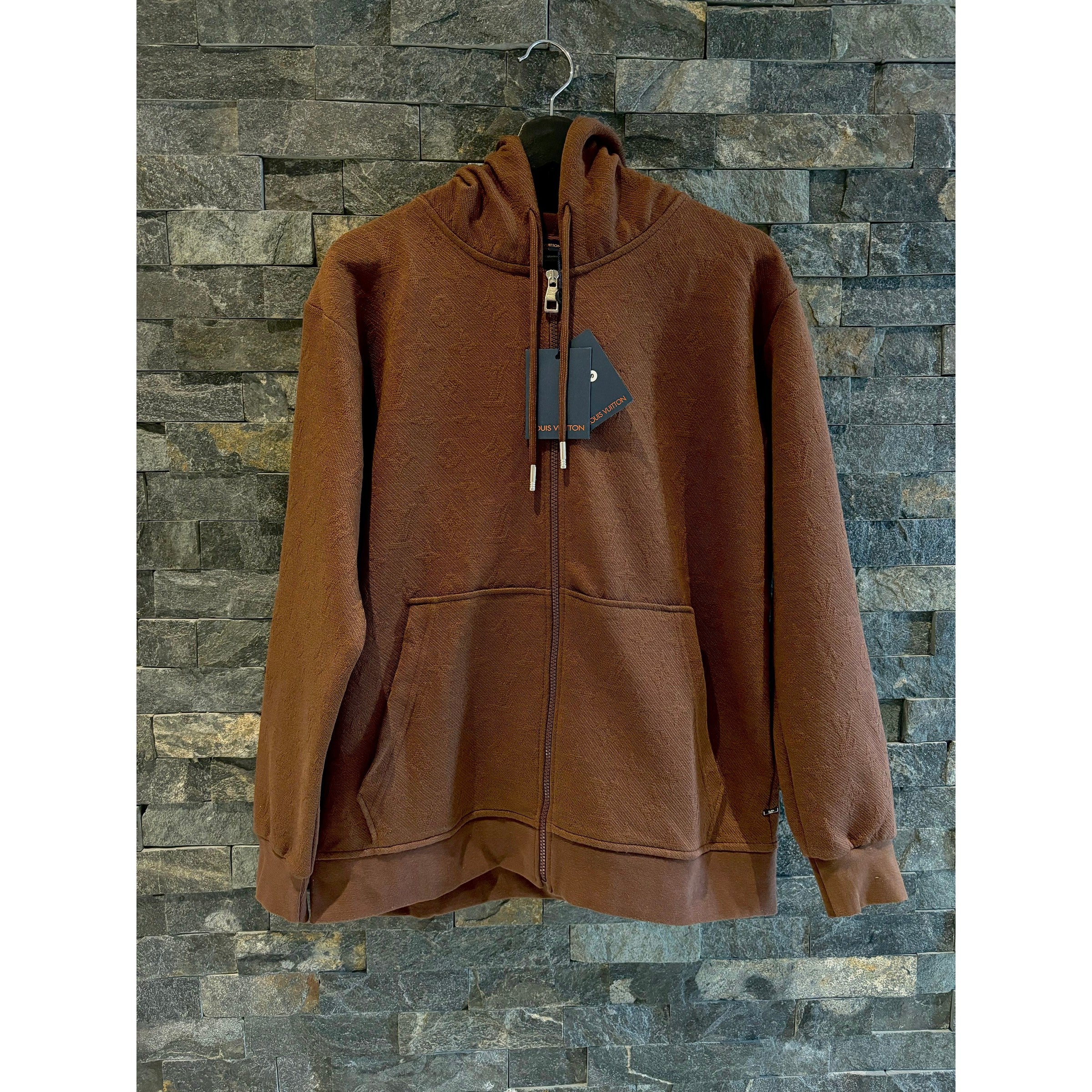 Brown Monogram Zipper Hoodie