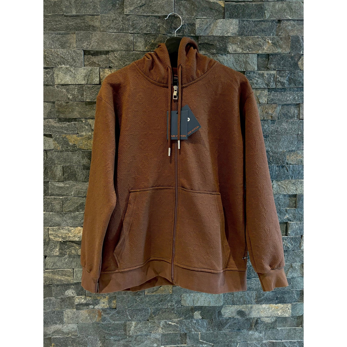 Brown Monogram Zipper Hoodie