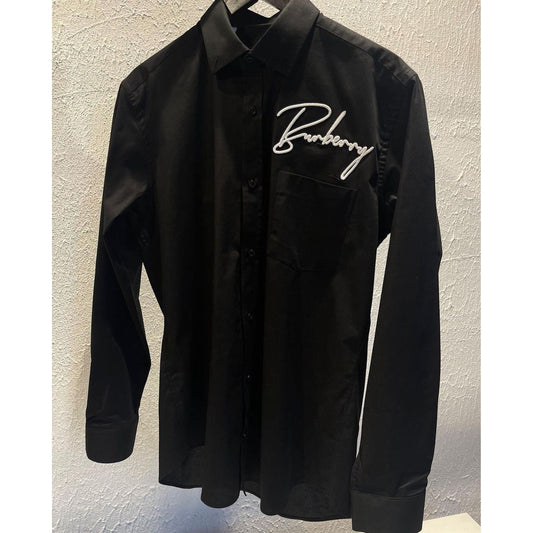 Black Cotton Shirt with Logo