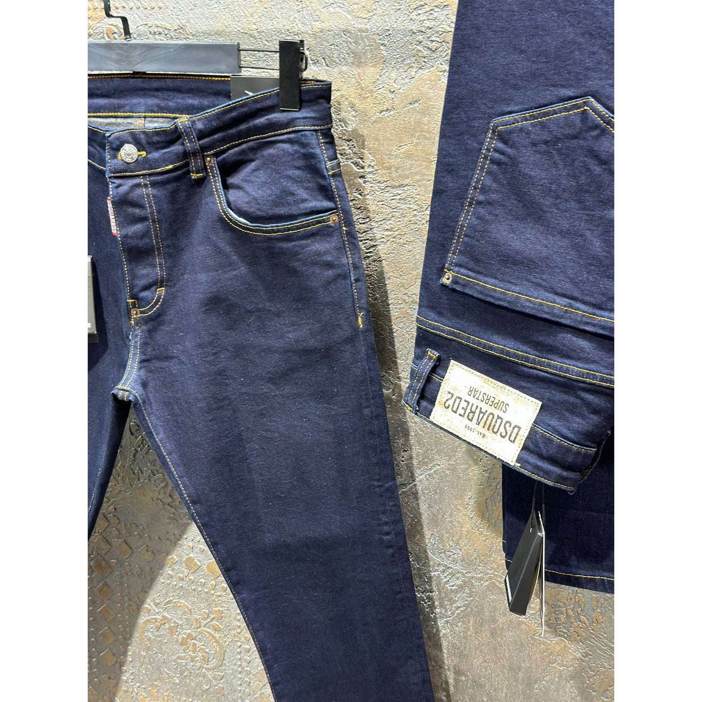 Dark Blue Jeans with White Label