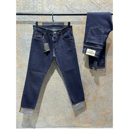 Dark Blue Jeans with White Label