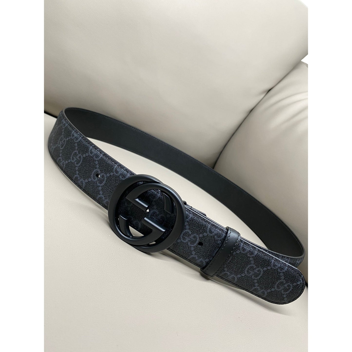 Black Monogram Belt with Black Matte Buckle