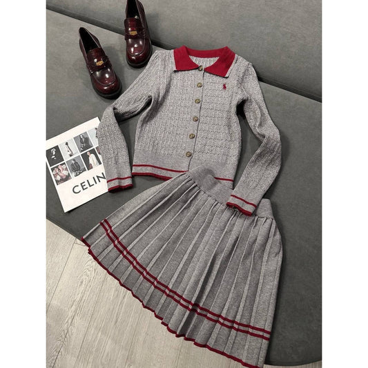 Grey 2 Pieces Women Knitted Set