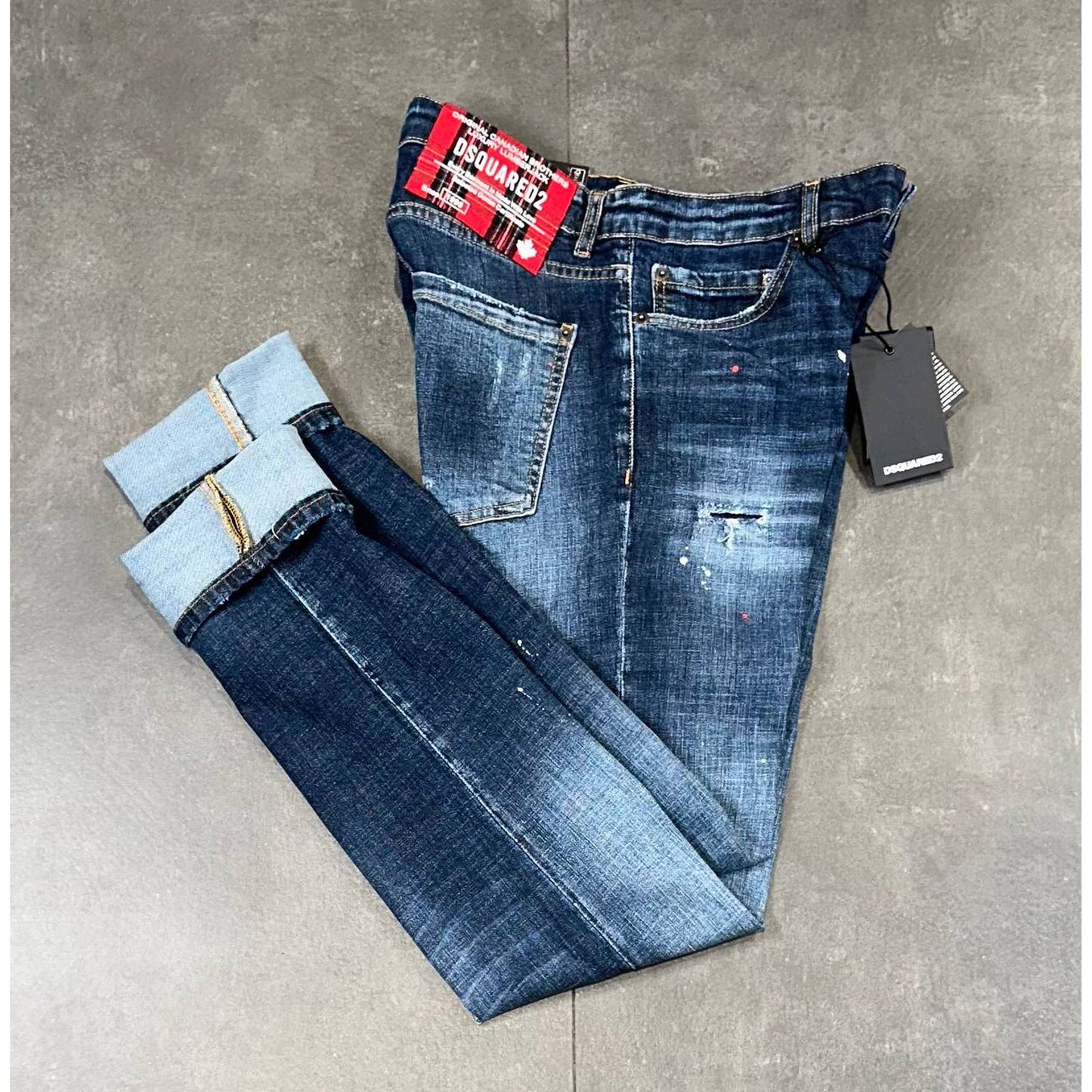 Blue Men Jeans with Red Logo