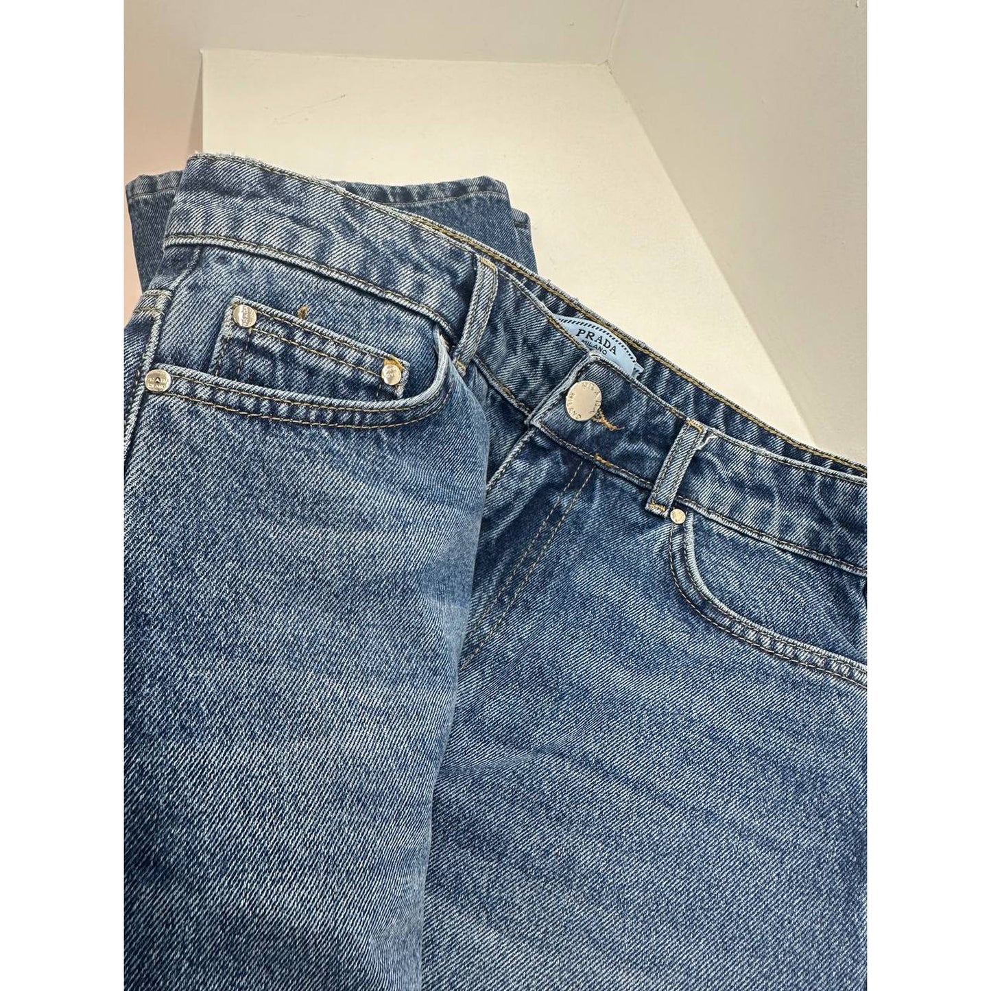 Blue Women High-Waisted Jeans with Logo